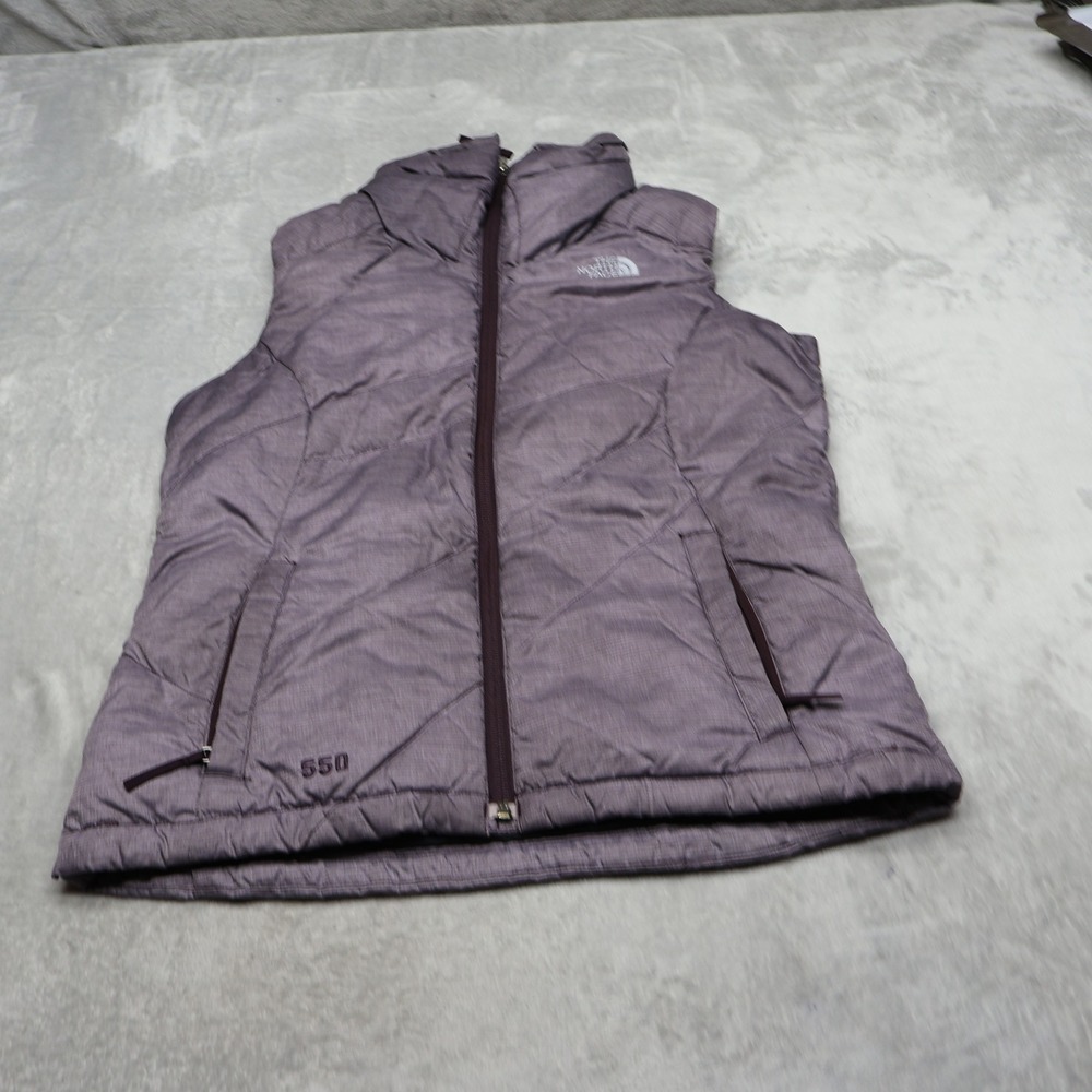 North Face Down Vest Women Small Purple Insulated Fill 550 Light Full Zip Puffer